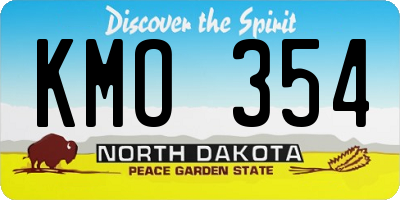 ND license plate KMO354