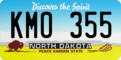 ND license plate KMO355