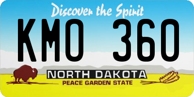 ND license plate KMO360