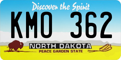 ND license plate KMO362