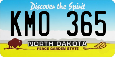 ND license plate KMO365