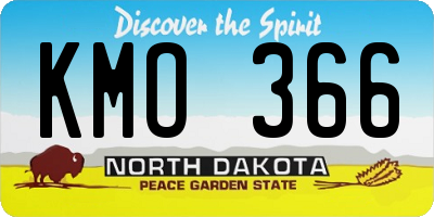 ND license plate KMO366