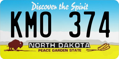 ND license plate KMO374