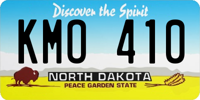 ND license plate KMO410
