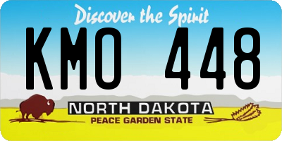 ND license plate KMO448