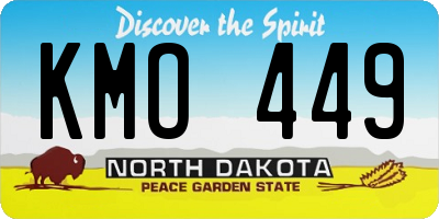 ND license plate KMO449
