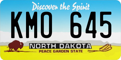 ND license plate KMO645