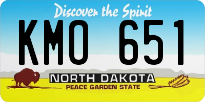 ND license plate KMO651