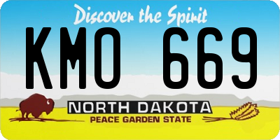 ND license plate KMO669