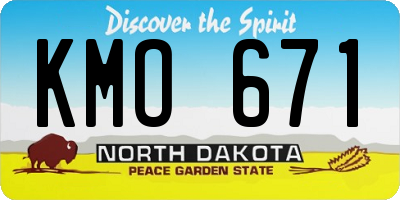 ND license plate KMO671