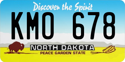 ND license plate KMO678