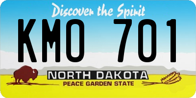 ND license plate KMO701