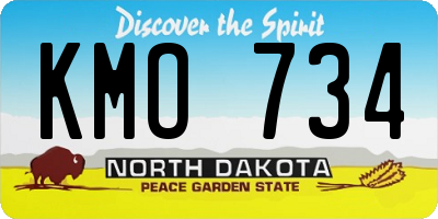 ND license plate KMO734