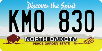 ND license plate KMO830