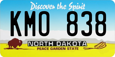 ND license plate KMO838