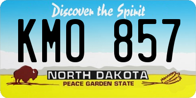 ND license plate KMO857