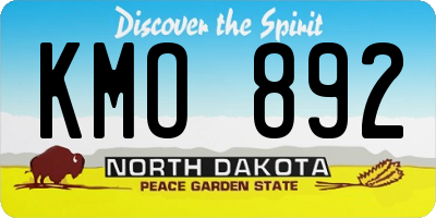 ND license plate KMO892
