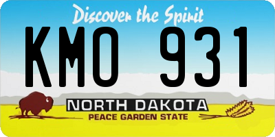 ND license plate KMO931