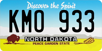 ND license plate KMO933