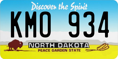 ND license plate KMO934