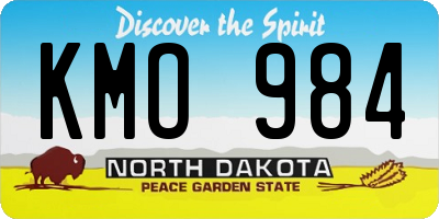 ND license plate KMO984
