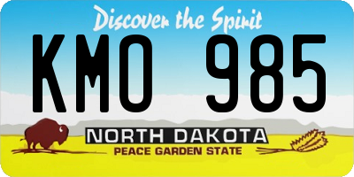 ND license plate KMO985