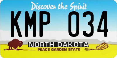 ND license plate KMP034
