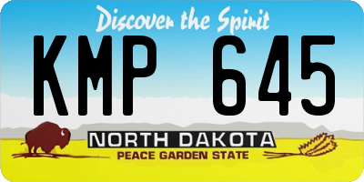 ND license plate KMP645