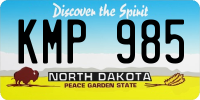 ND license plate KMP985