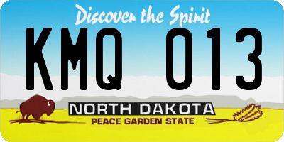 ND license plate KMQ013
