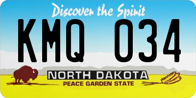 ND license plate KMQ034