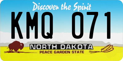 ND license plate KMQ071