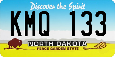 ND license plate KMQ133