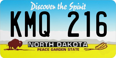 ND license plate KMQ216