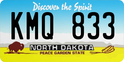 ND license plate KMQ833