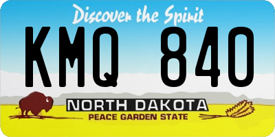 ND license plate KMQ840