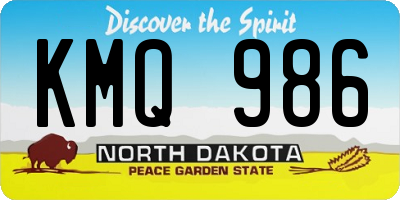 ND license plate KMQ986