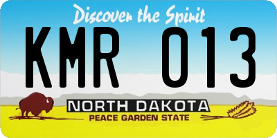 ND license plate KMR013