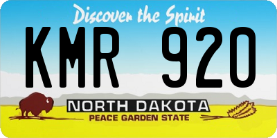 ND license plate KMR920