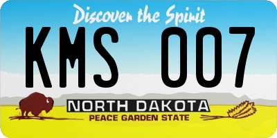 ND license plate KMS007