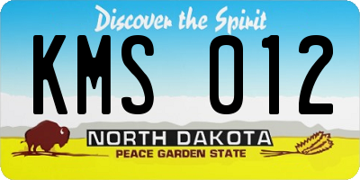 ND license plate KMS012