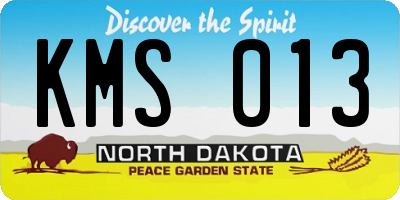 ND license plate KMS013