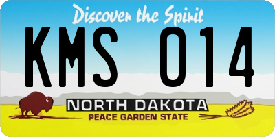 ND license plate KMS014