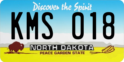 ND license plate KMS018