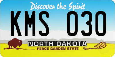 ND license plate KMS030