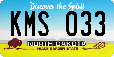 ND license plate KMS033