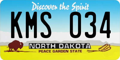 ND license plate KMS034