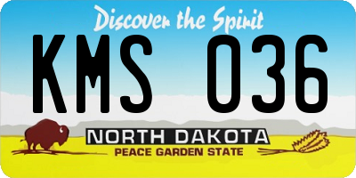 ND license plate KMS036