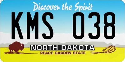 ND license plate KMS038
