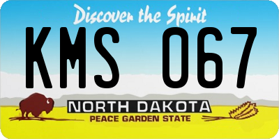 ND license plate KMS067